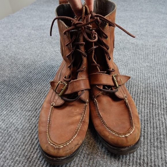 Polo Ralph Lauren Ranger Boots Mens Size 12D Brown Leather Strap Moc Toe Lug main image 9